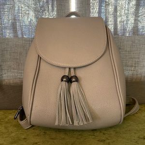 Grey/beige small pleather backpack